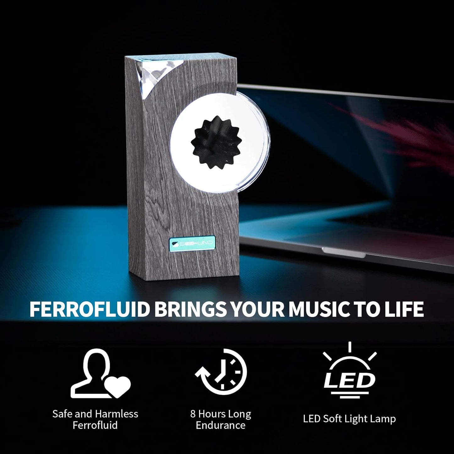 Dancing Ferrofluid with Music Rhythm, Ferrofluid Speaker Music Mate, Symbiote in a Bottle, Ferrofluid Display Lamp, Desktop Decor, Teenager Gifts (Not a Speaker) (Does Not Make Sound)